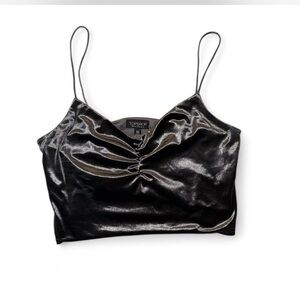 Topshop Black Satin Women's Top Size M/L